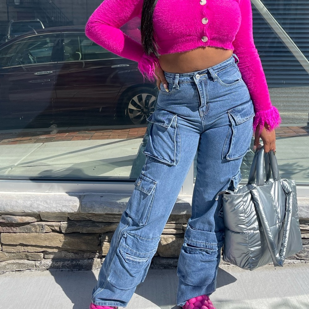 Denim cargo pants